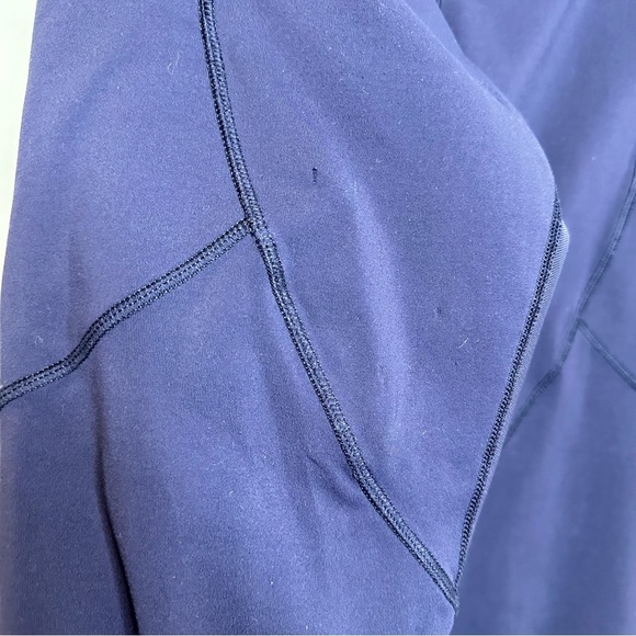 Lululemon Navy Blue Sheer Panel Reflective Ankle Leggings Sz 8 Yoga Fitness - Picture 7 of 13